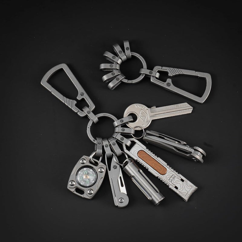 KeyUnity مشبك مفاتيح كارابيني من التيتانيوم، حامل مفاتيح EDC سريع الإطلاق مع حلقة مفاتيح - Image 4